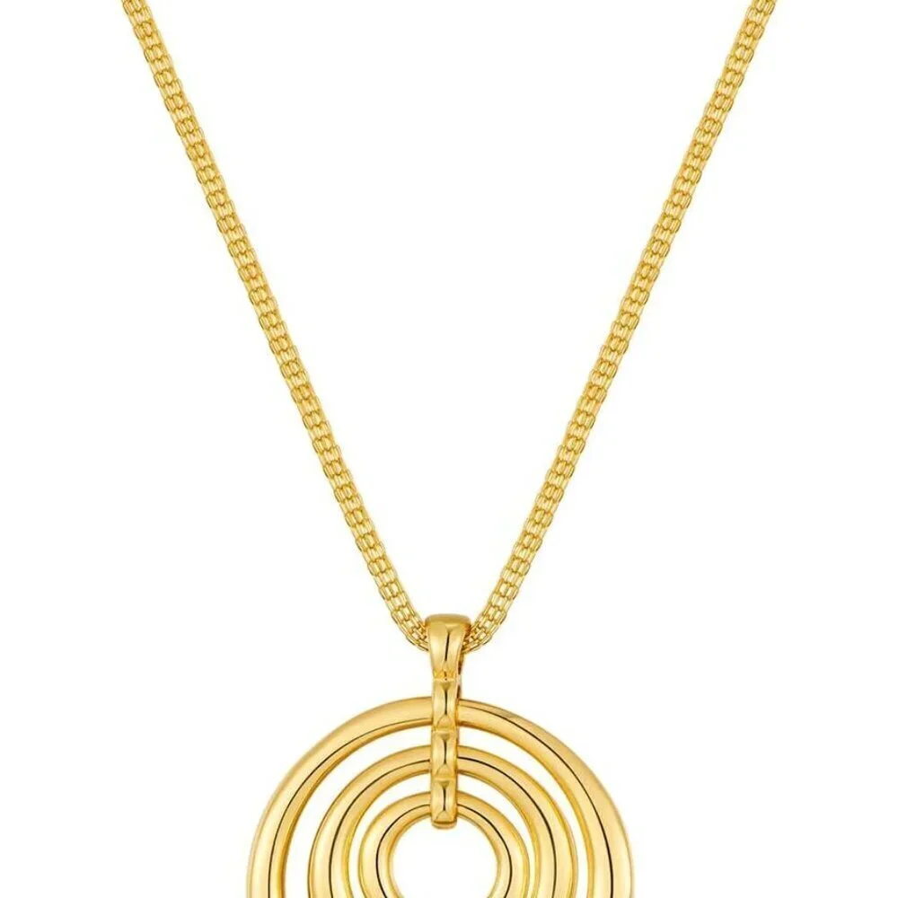 Gold Choker Necklace Brass Geometric Pendant Adjustable Length